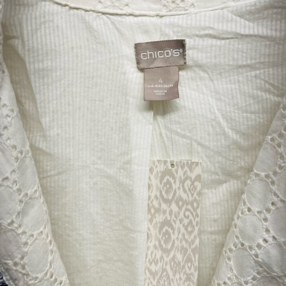 Chicos Eyelet topper embellished trim jacket SZ4 nwt - Picture 5 of 12